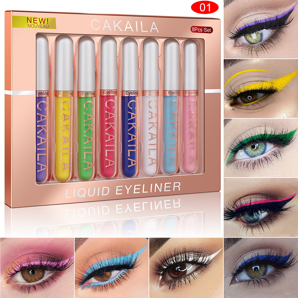 Beauty Linasi Makeup - 8-kleuren set waterdichte eyelinerpennen langdurige glitter