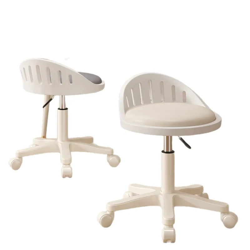 Beauty Makeup Bar - Crème fluwelen draaibare make-upstoel met wielen,