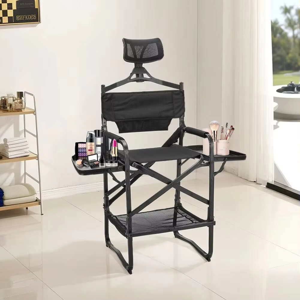 Beauty Makeup Desk - Hoge regisseursstoel, zware barhoogte, opvouwbare make-upstoel,
