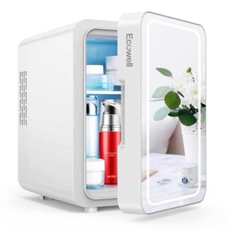 Beauty Makeup Fridge - Mini-huidverzorgingskoelkast 4L/6 blikjes met LED-spiegel voor