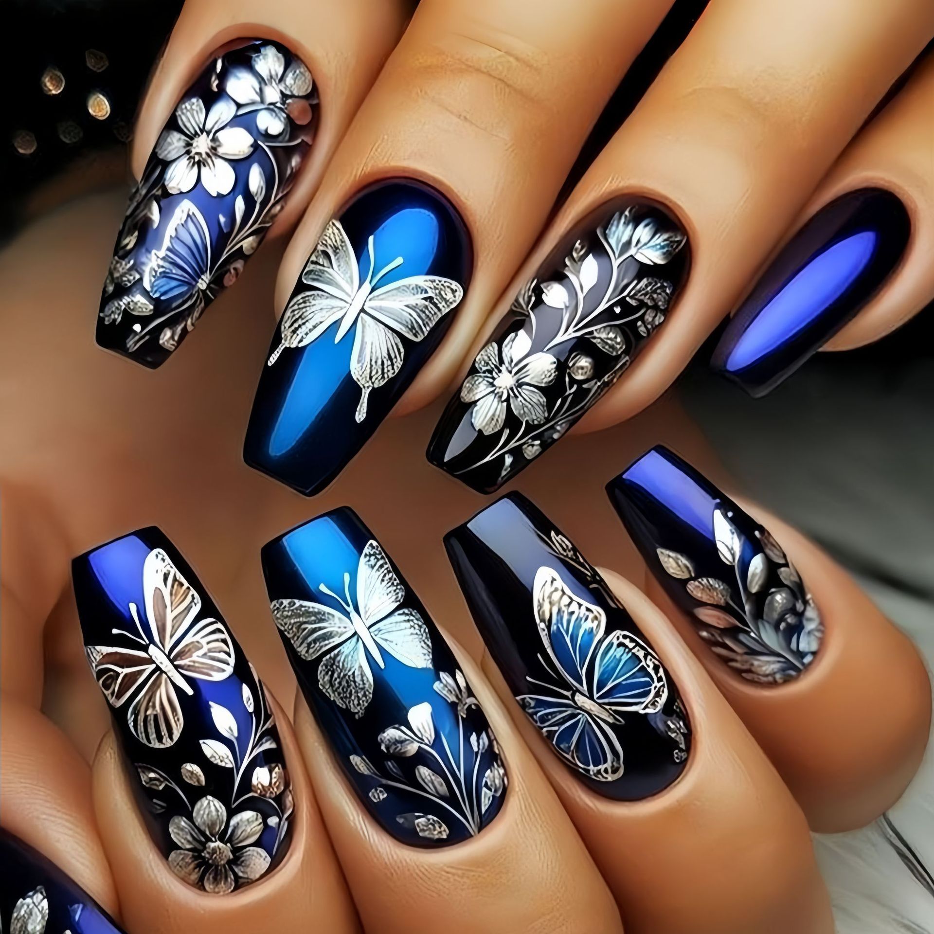 Nail Extension Tips - Middellange nepnagels voor dames meisjes vlinderbloemen