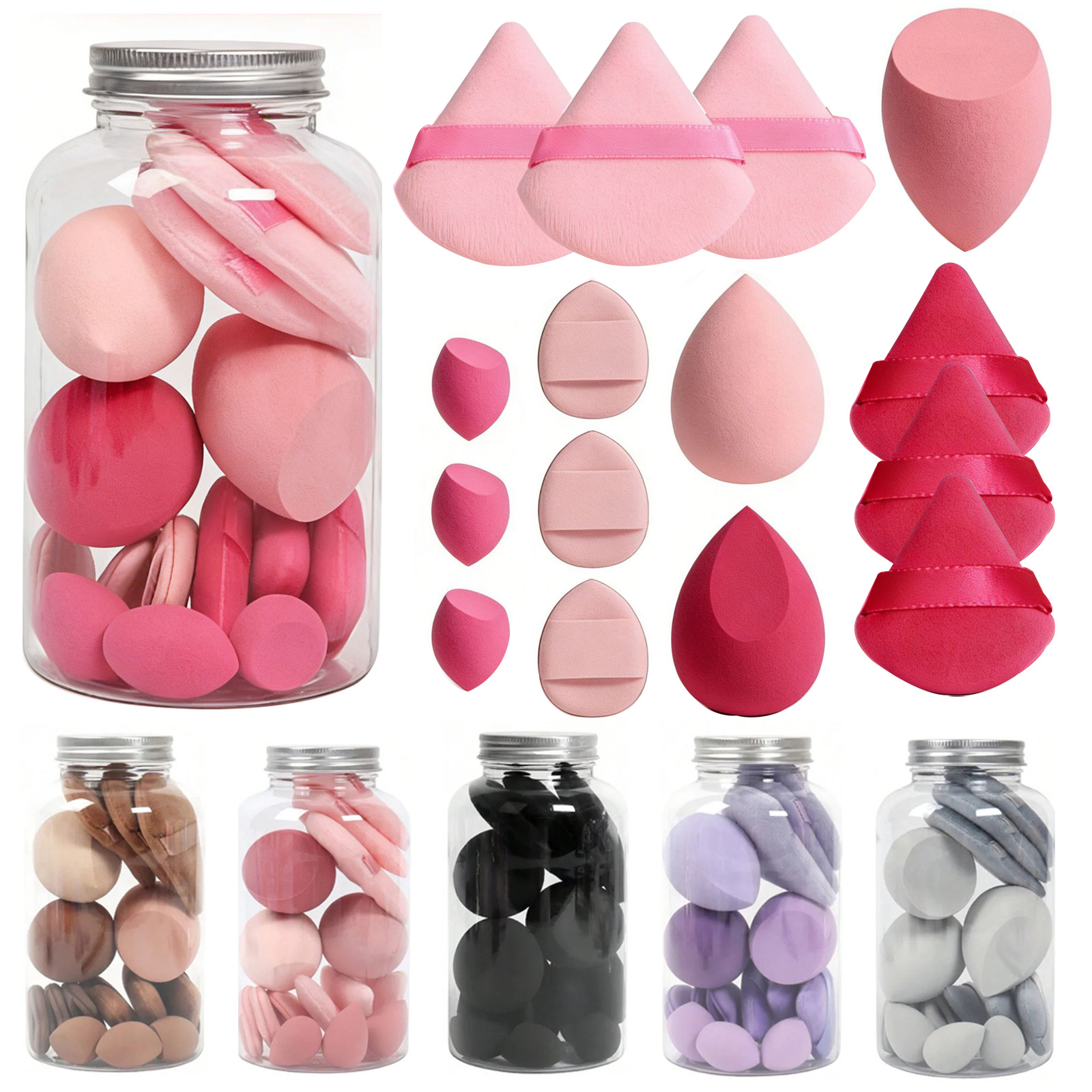 Beauty Makeup Desk - 15-delige make-upsponsset, schoonheidssponzen, blender, mini-make-up voor