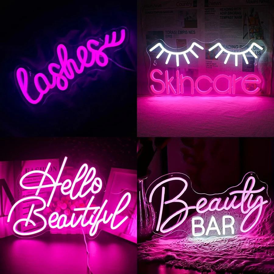 Neonbord Wimpers Lichtroze Glo - Beauty Makeup Bar recensie en prijs