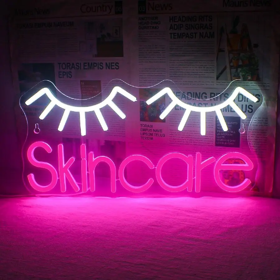 Neonbord Wimpers Lichtroze Glo - Beauty Makeup Bar recensie en prijs